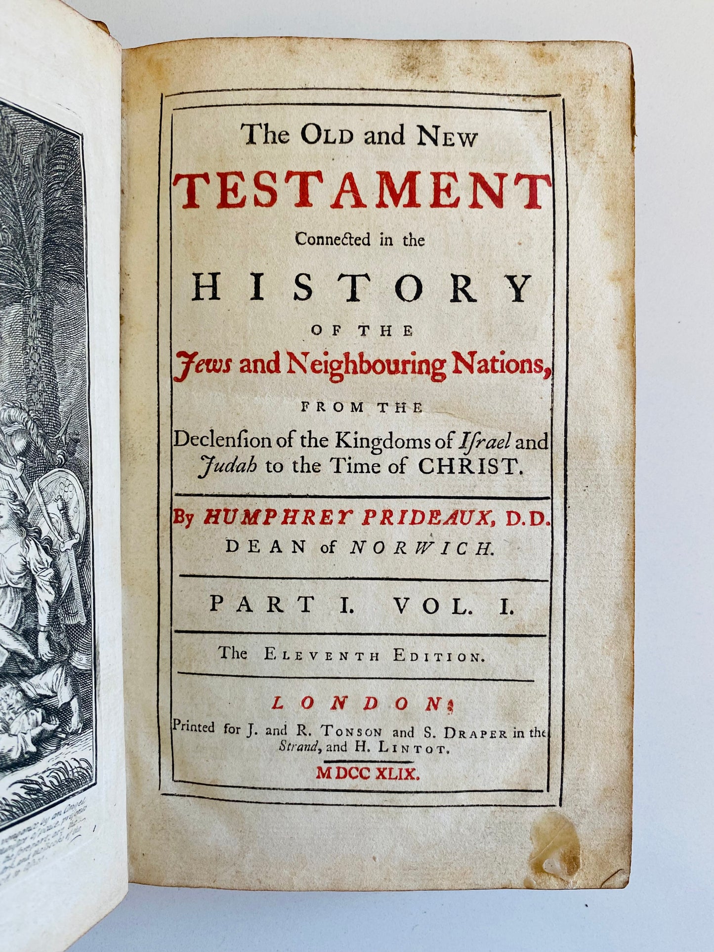 1749 HUMPREY PRIDEAUX. The Old and New Testament Connected - 4 Volumes - Jonathan Edwards!