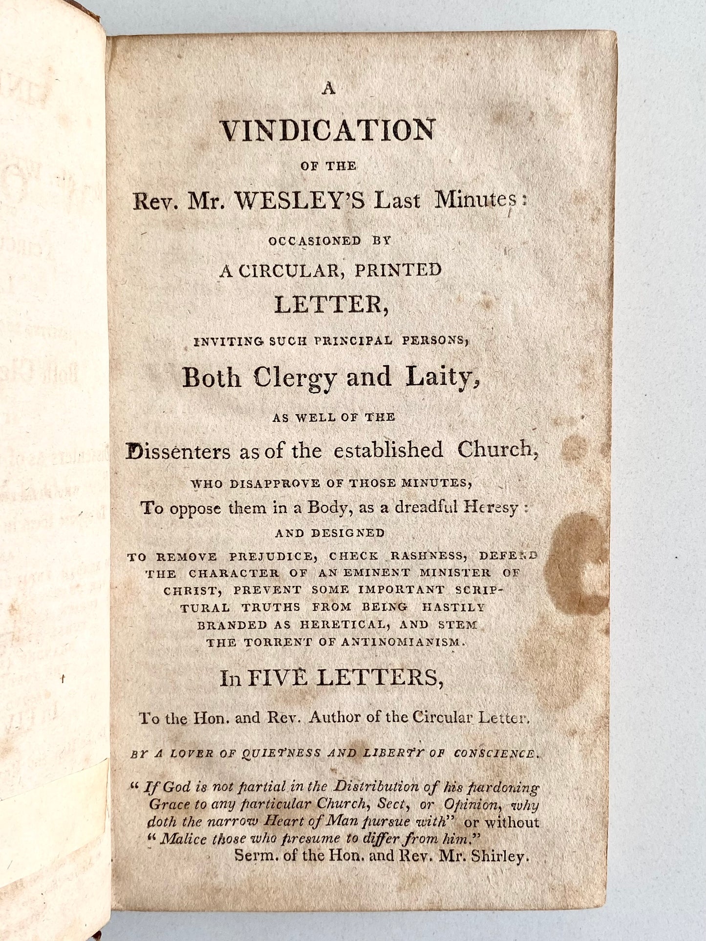 1809 JOHN FLETCHER. The Works of Methodist, John Fletcher. Six Fine Tree Calf Bindings!