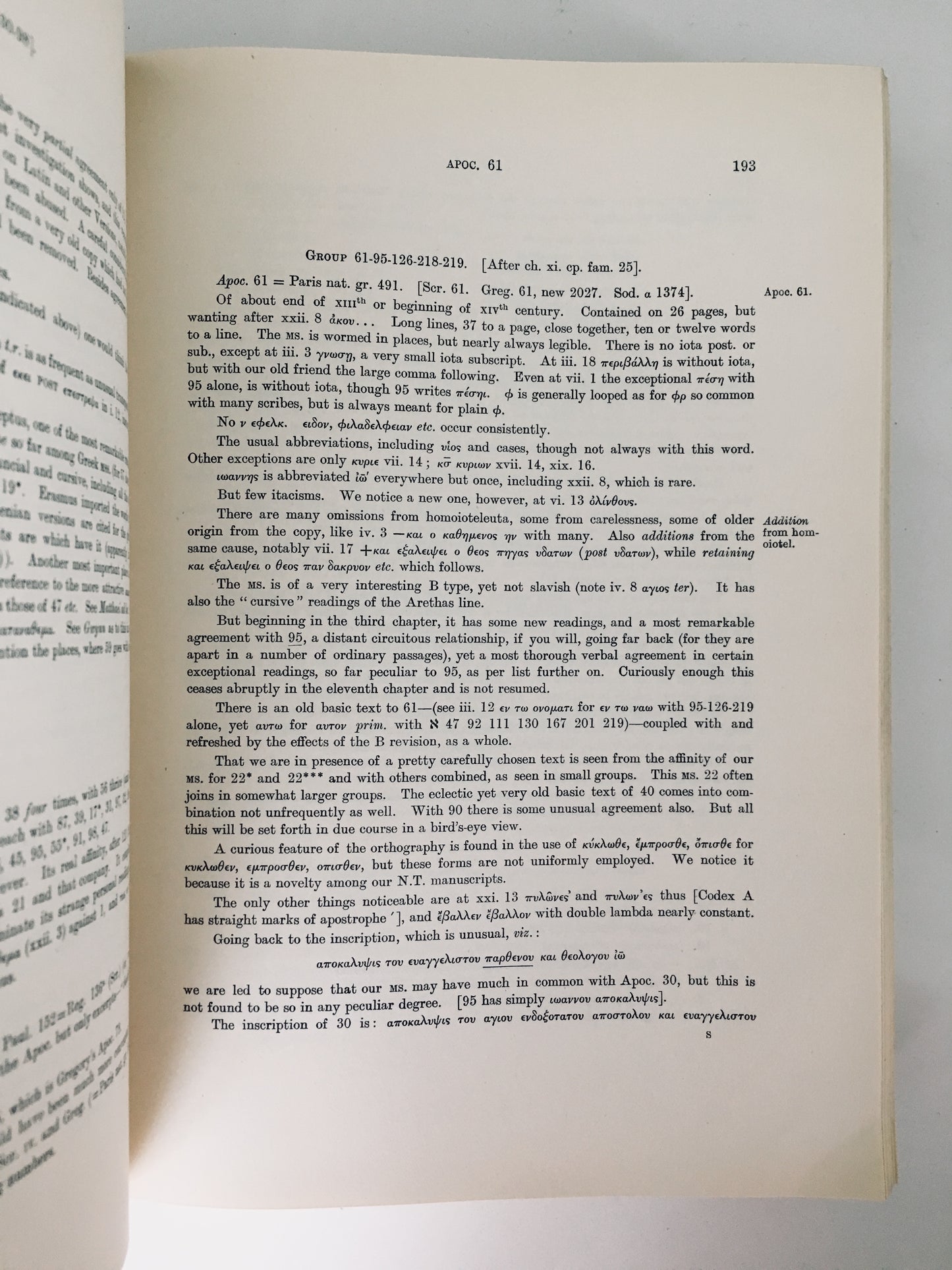 1929 H. C. HOSKIER. Collation of the Apocalypse Manuscripts. Rare Academic Work.