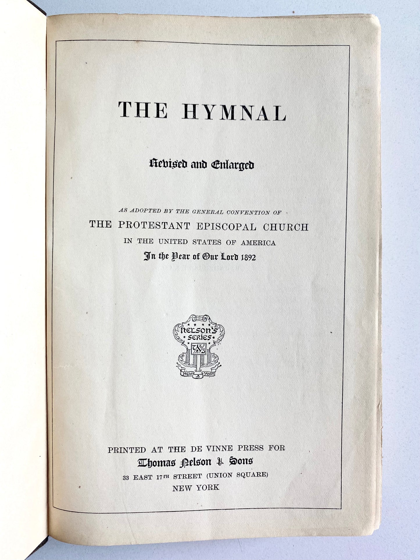 1892 CIVIL WAR. Hymn Book of Rear Admiral in the Navy & Civil War Commander of Blockade on the East Coast!