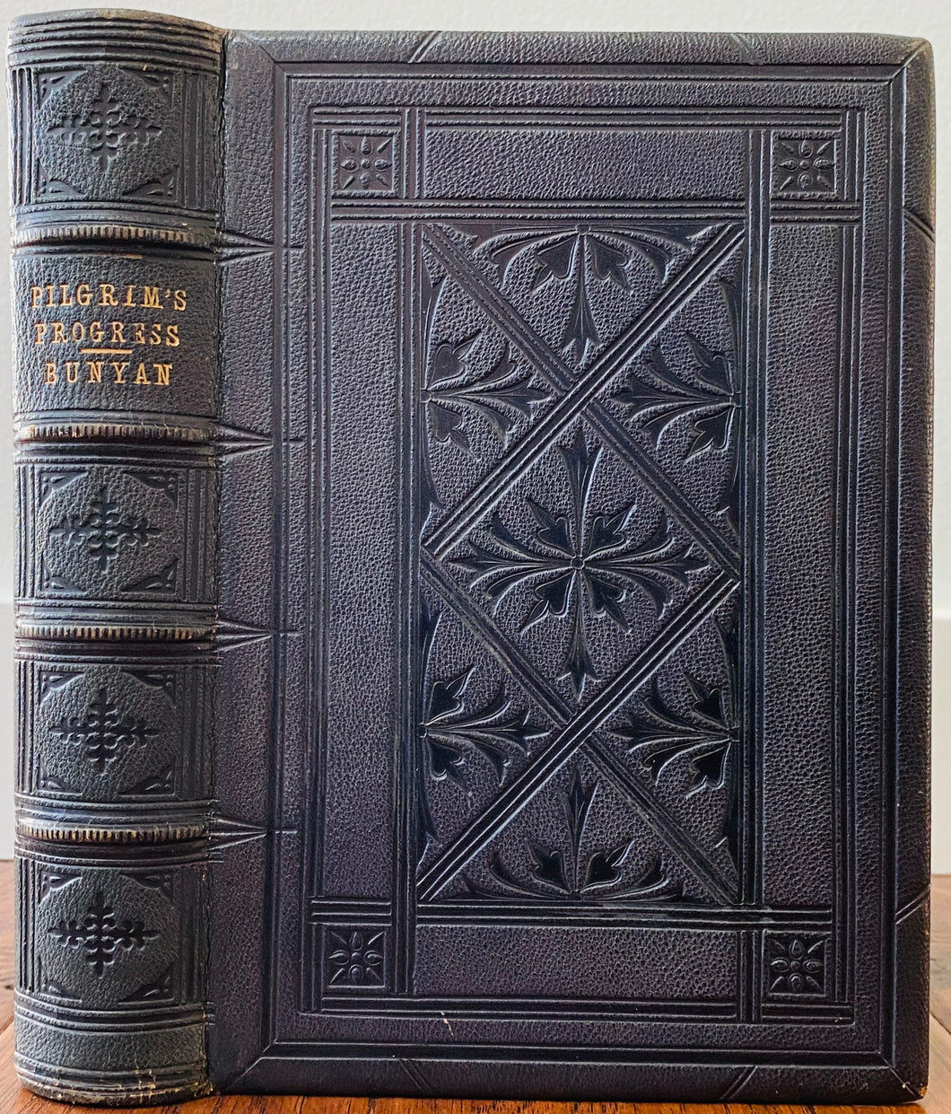 1857 JOHN BUNYAN. Fine Binding, Tooled Foredge Binding Edition of Pilgrim's Progress!