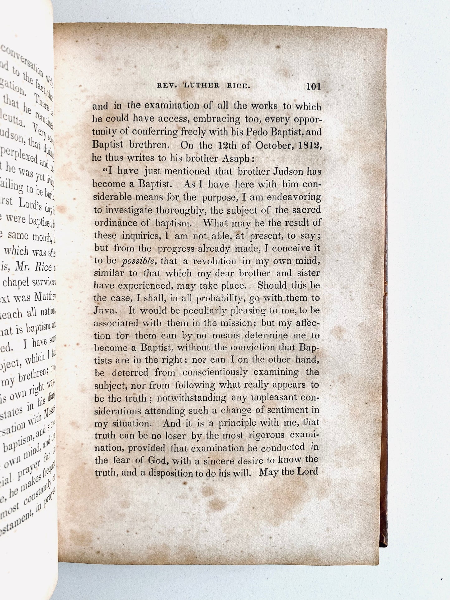 1840 LUTHER RICE. Superbly Rare Bio of Luther Rice, Adoniram Judson, Haystack Prayer Revival, etc.