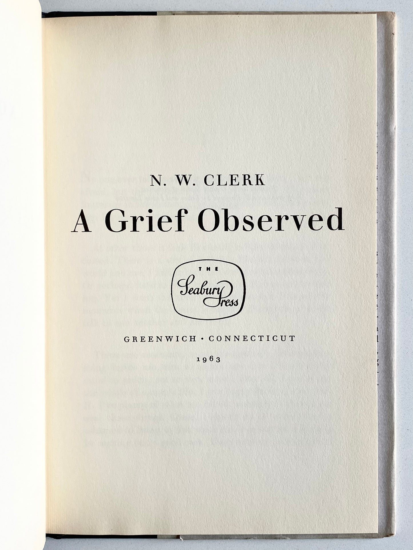 1963 C. S. LEWIS. A Grief Observed. First American Edition.