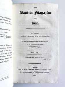 1820 THE BAPTIST MAGAZINE. Wonderful Provenance with Additional Material Bound In