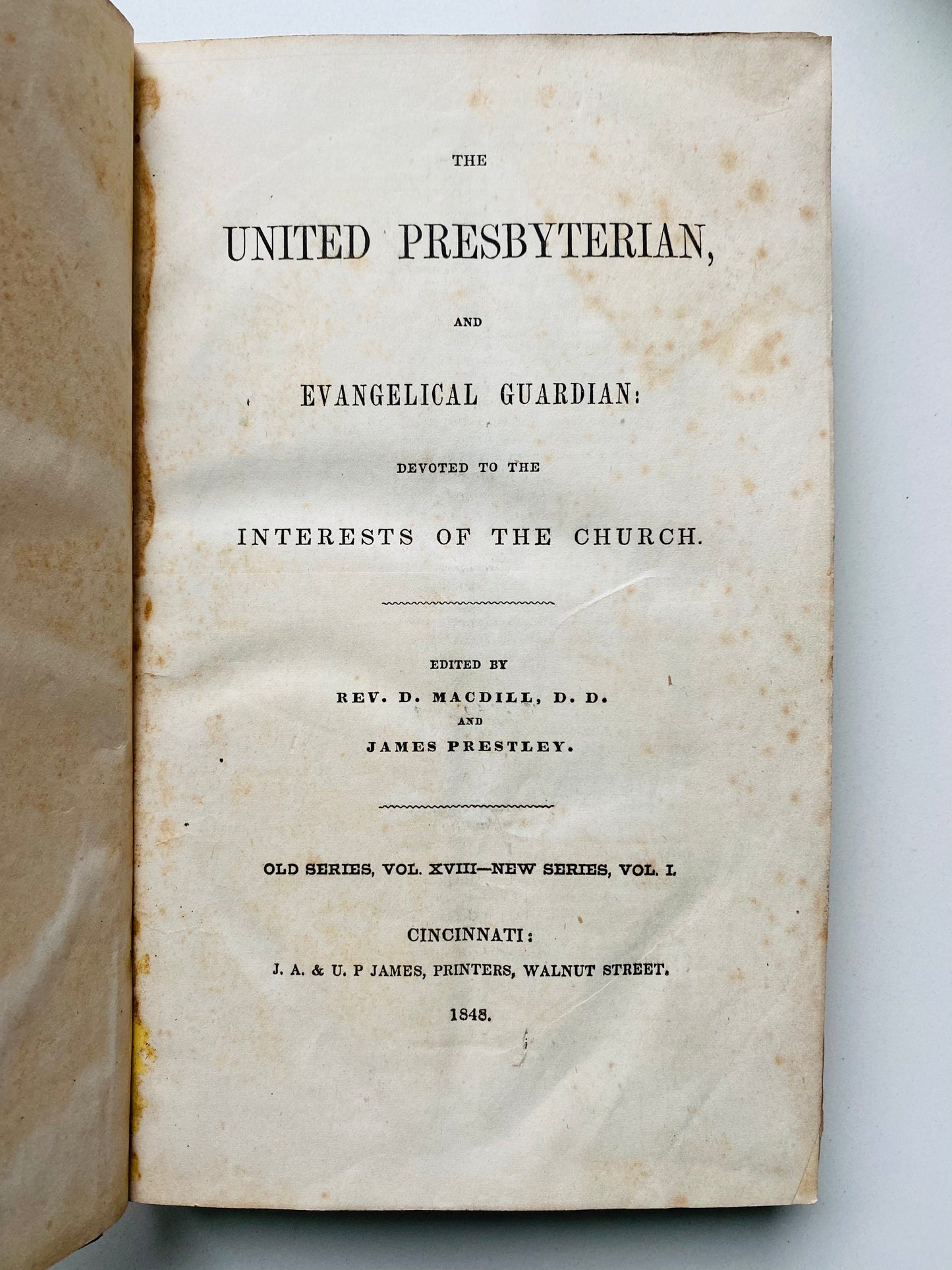 1848 UNITED PRESBYTERIAN MAGAZINE. Scarce on Abolition, Slavery, and Colonization in Ohio and Virginia.