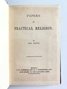 1878 CATHERINE BOOTH. Red Hot "Papers on Practical Religion." Salvation Army. Female Preaching.