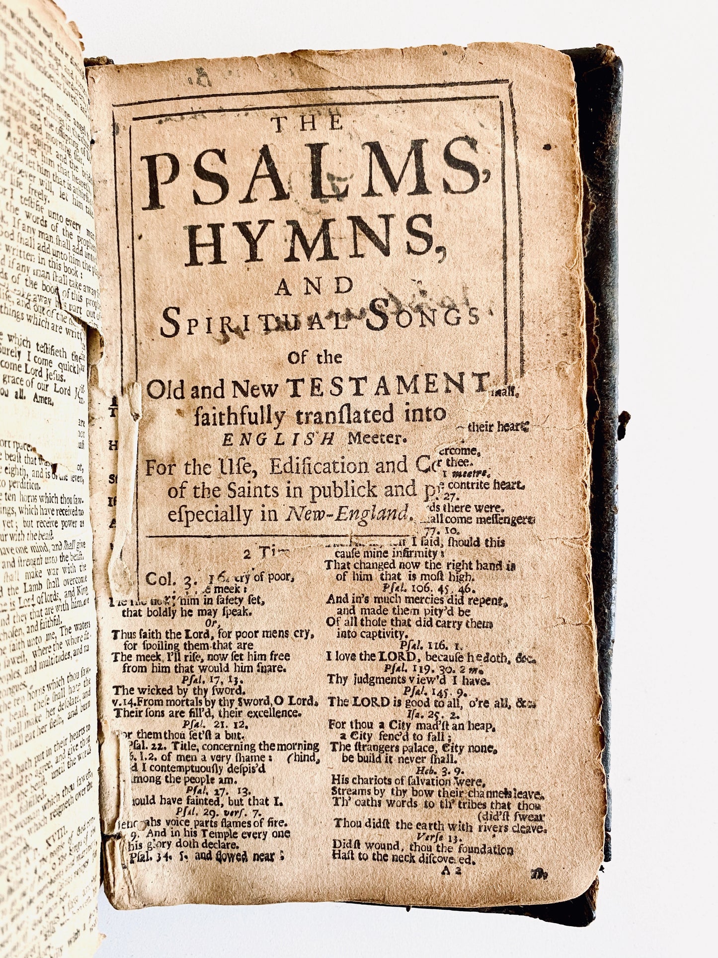 1697 BAY PSALM BOOK. 1697 American Provenance Bible w/ Bay Psalm Book. Poor, but Worth Preserving!