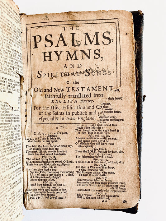 1697 BAY PSALM BOOK. 1697 American Provenance Bible w/ Bay Psalm Book. Poor, but Worth Preserving!