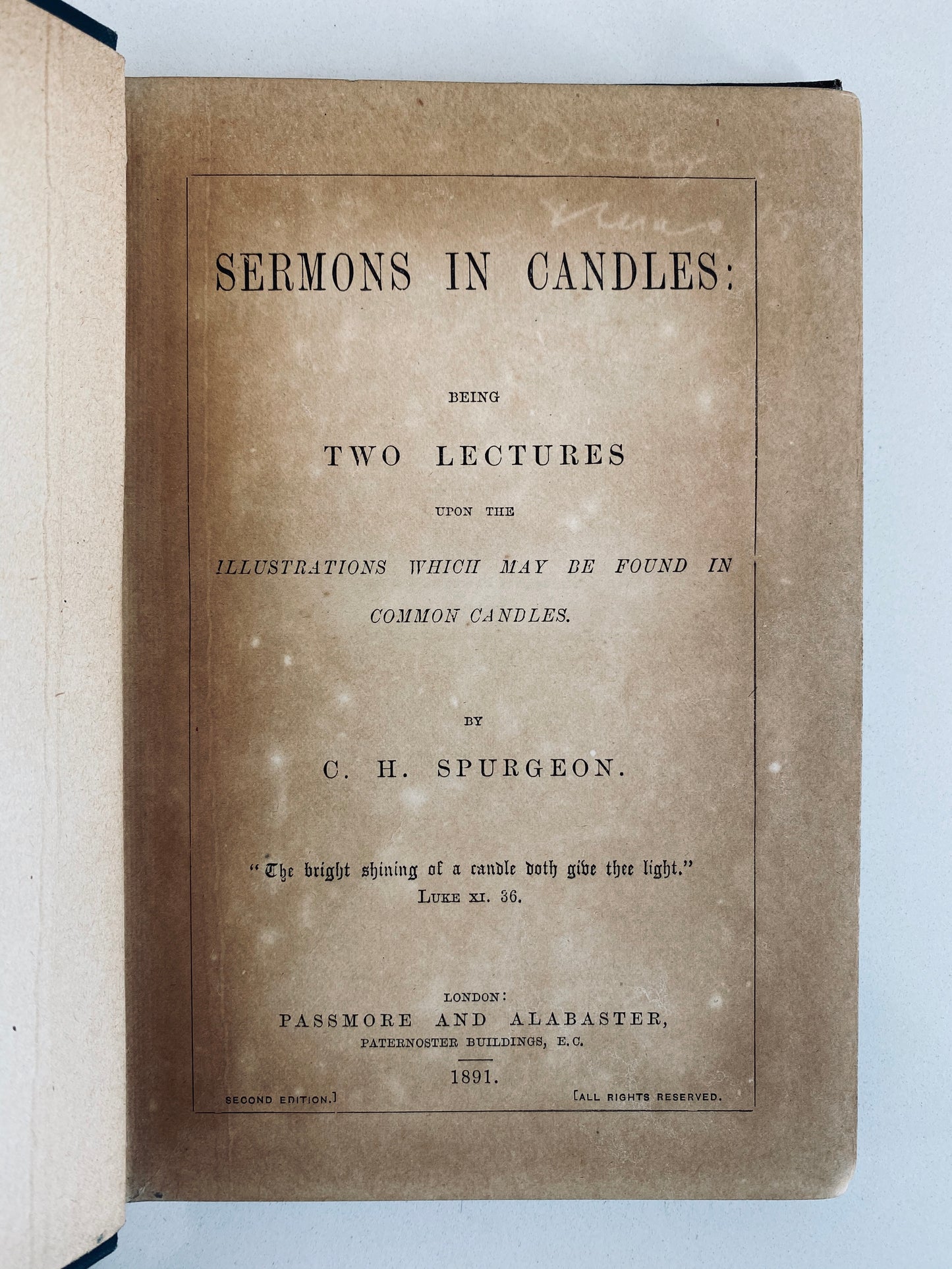 1891 C. H. SPURGEON. Sermons in Candles. Fine Victorian Binding. Second Edition.