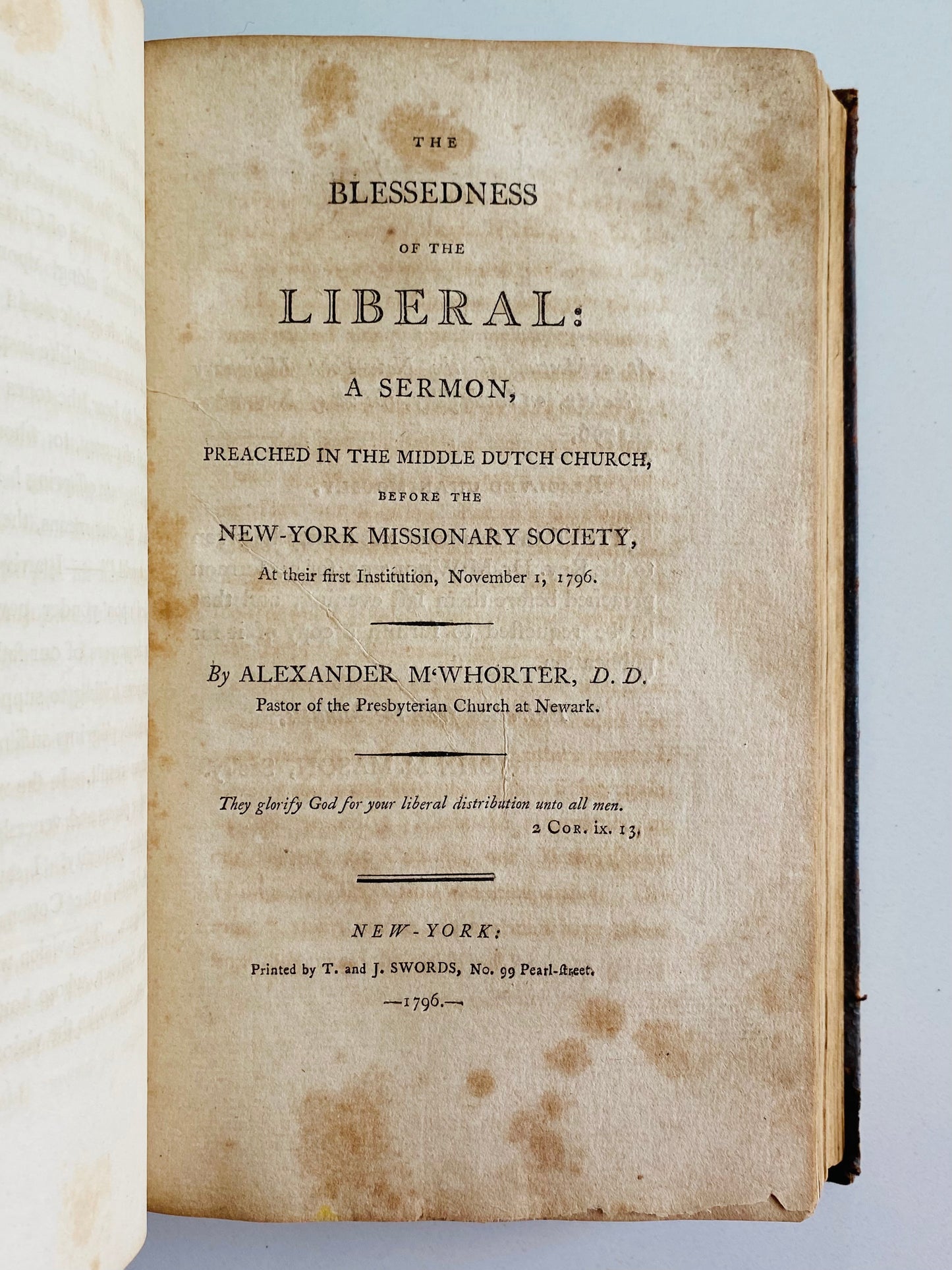 1796 SERMON SAMMELBAND. Rare Assemblage of 24 Rare Early American Sermons.