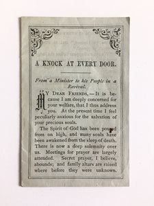1858 PRAYER REVIVAL. Tract for Distribution During the Revival - Rare