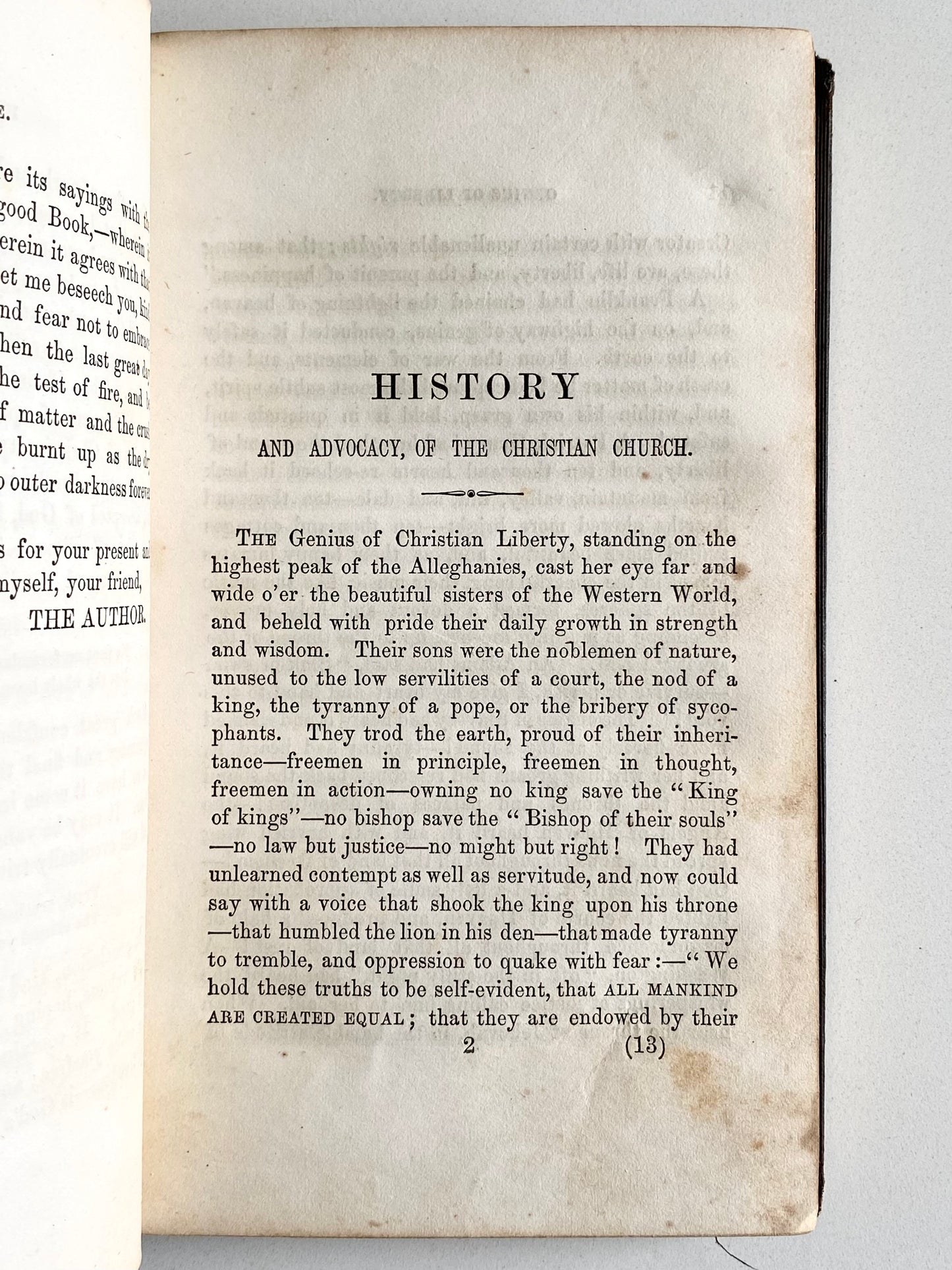 1852 CHRISTIAN CHURCH. Rare History and Revival of the "Christian Church," or Christian Baptists, &c.