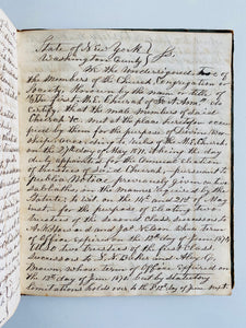1813 METHODIST MANUSCRIPT. The History, Minutes, Slip Rents, &c of the Methodist Episcopal Church at Fort Ann, New York