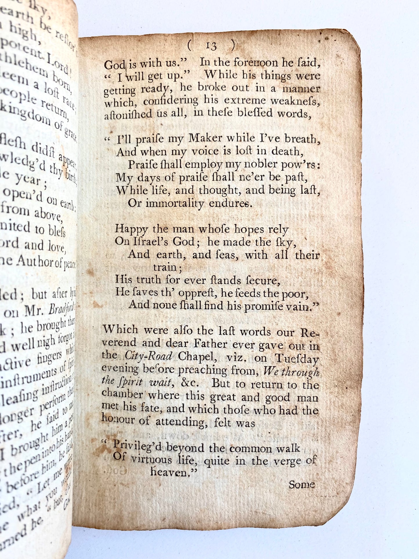 1791 JOHN WESLEY. Rare Irish Imprint Immediately Upon Wesley's Death. Account of the Sickness and Death of Wesley.