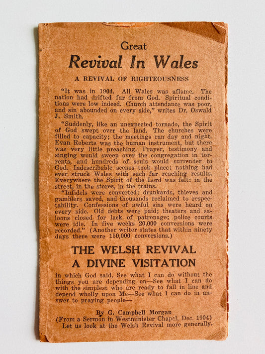 1904 WELSH REVIVAL. Rare Early to Mid-20th Century Tract on Welsh Revival & Spread to Korea.