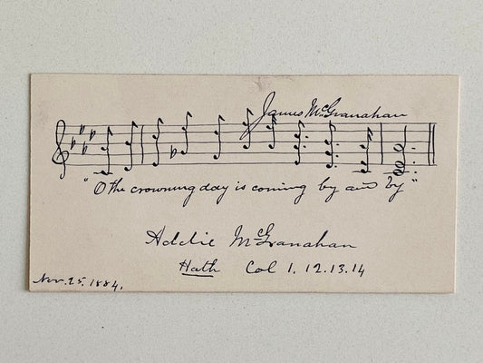 1885 JAMES McGRANAHAN. Charming Manuscript Holographic Hymn from Moody Revivals