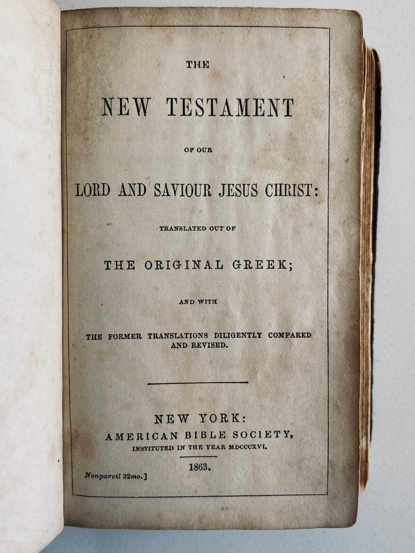 1863 CIVIL WAR. American Bible Society - Soldier Issue Pocket Bible