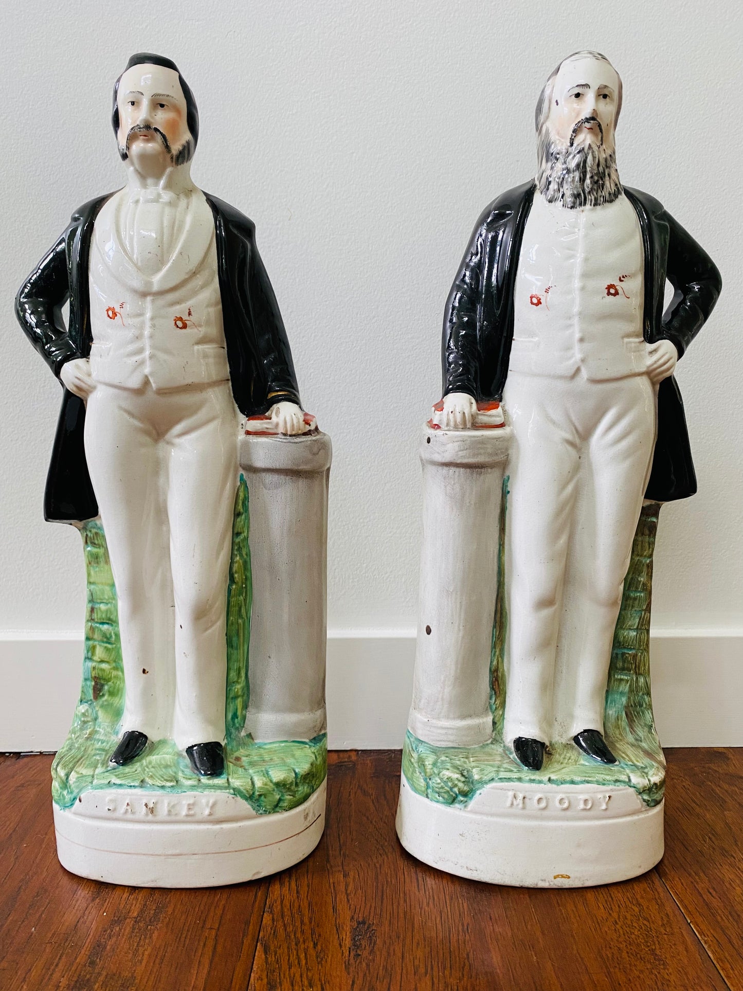 1874 D. L. MOODY & IRA D. SANKEY. Large Format Staffordshire Statues Issued for 1874 Revival!