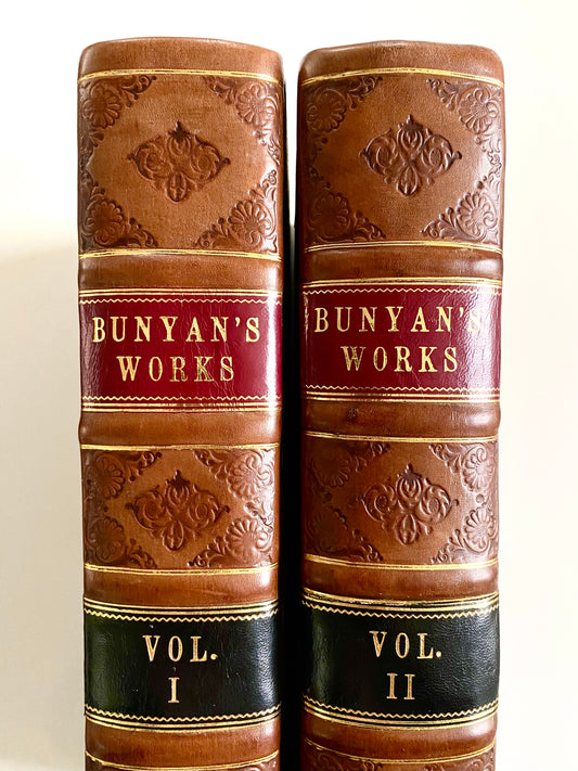 1767 JOHN BUNYAN. First Edition Collected Works in Two Large Folios w/George Whitefield Intro!