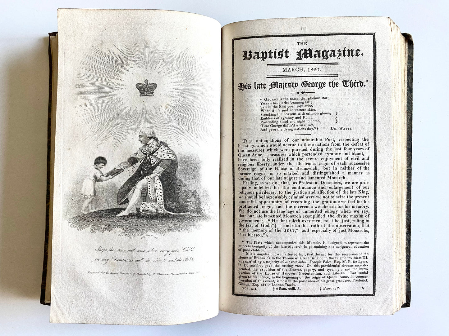 1820 THE BAPTIST MAGAZINE. Wonderful Provenance with Additional Material Bound In