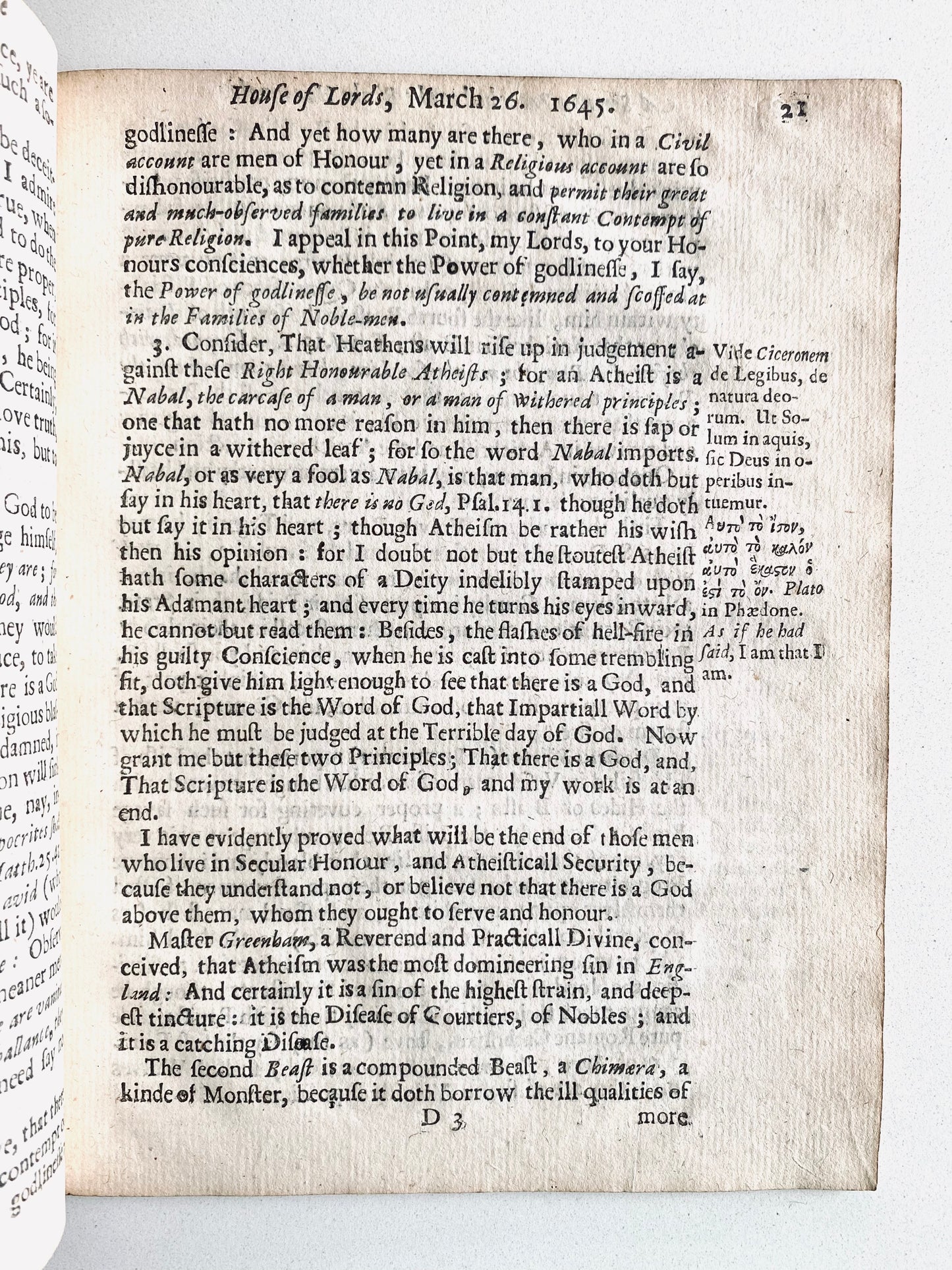 1645 FRANCIS CHEYNELL. The Man of Honour. A Rip-Roaring Sermon Against Popular Alignment with Christianity