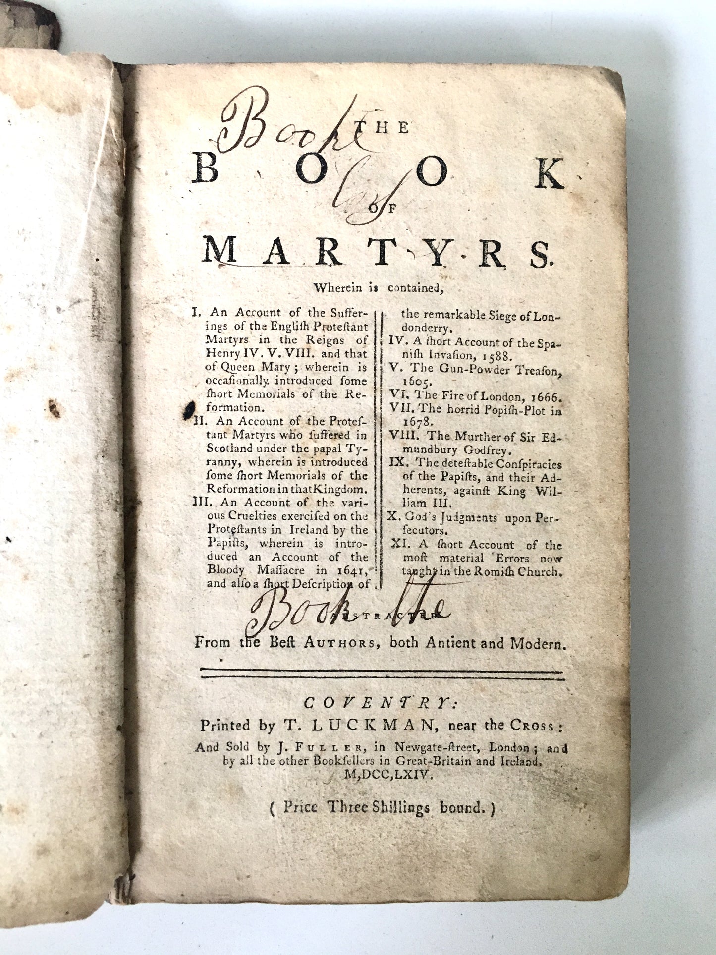 1764 MARTYROLOGY. The Martyrs of Scotland, Ireland, and England - Rare