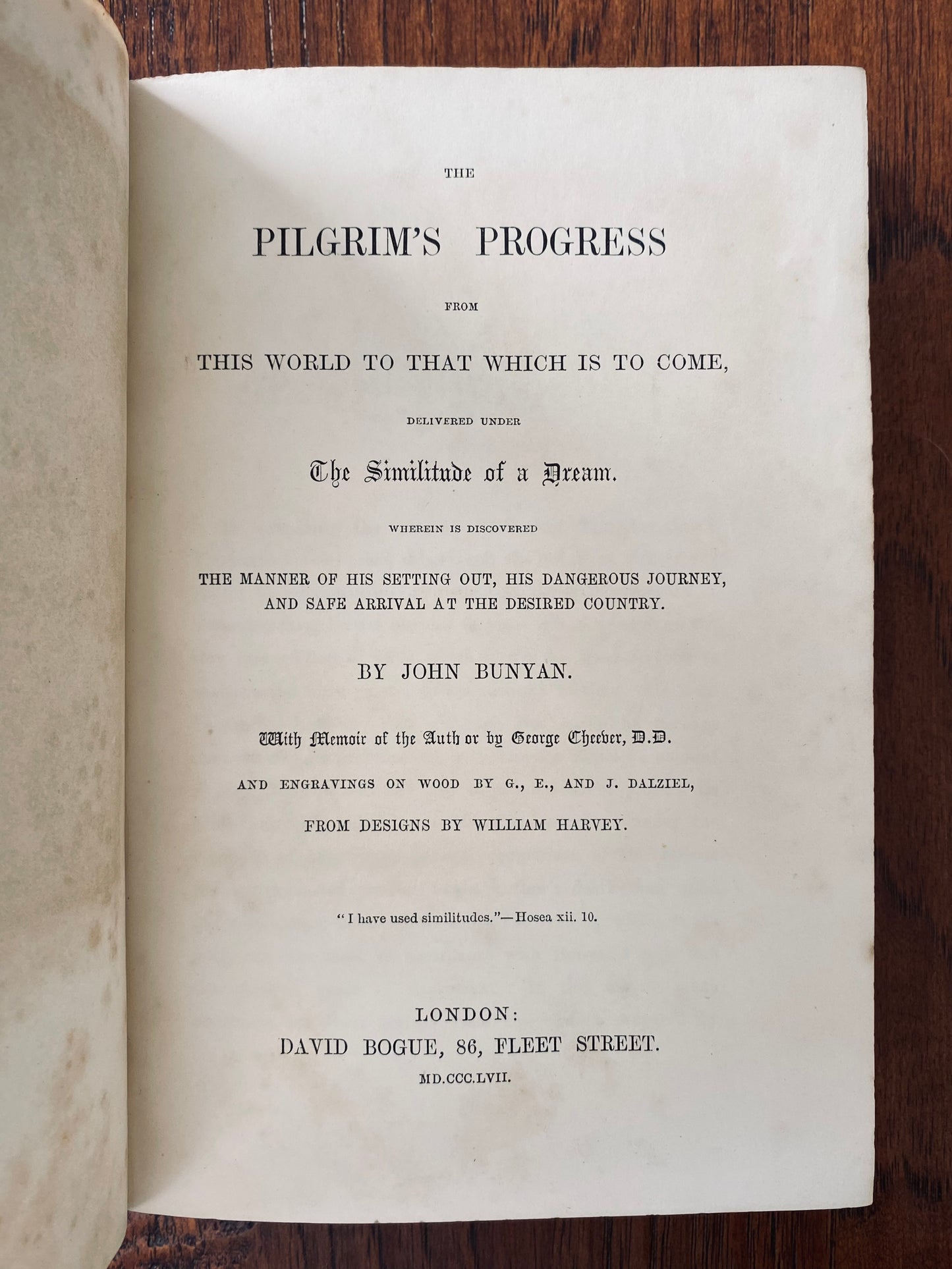 1857 JOHN BUNYAN. Fine Binding, Tooled Foredge Binding Edition of Pilgrim's Progress!