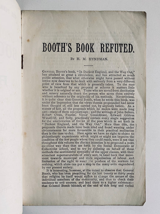 1890 WILLIAM BOOTH. General William Booth's "In Darkest England" Refuted. Very Scarce Salvation Army