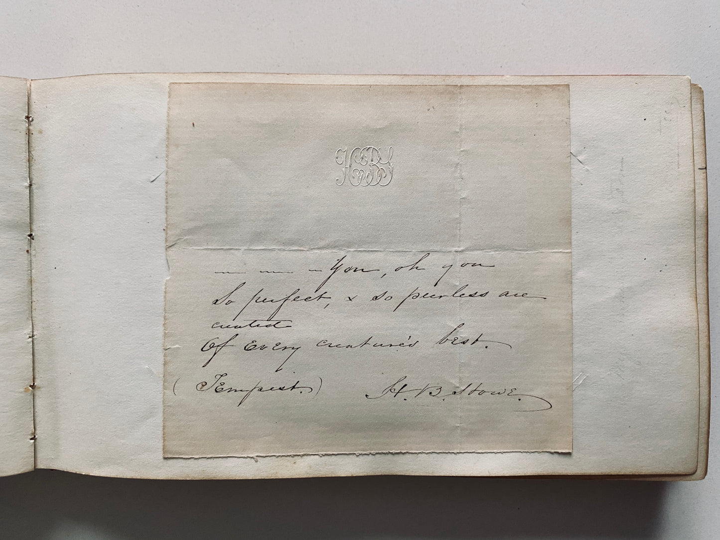 1854 AUTOGRAPH ALBUM. Harriet Beecher Stowe, William Lloyd Garrison, Stephen A. Douglas, &c