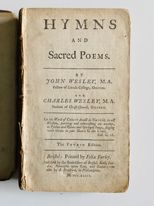1743 JOHN & CHARLES WESLEY. Hymns and Sacred Poems. Early Edition!