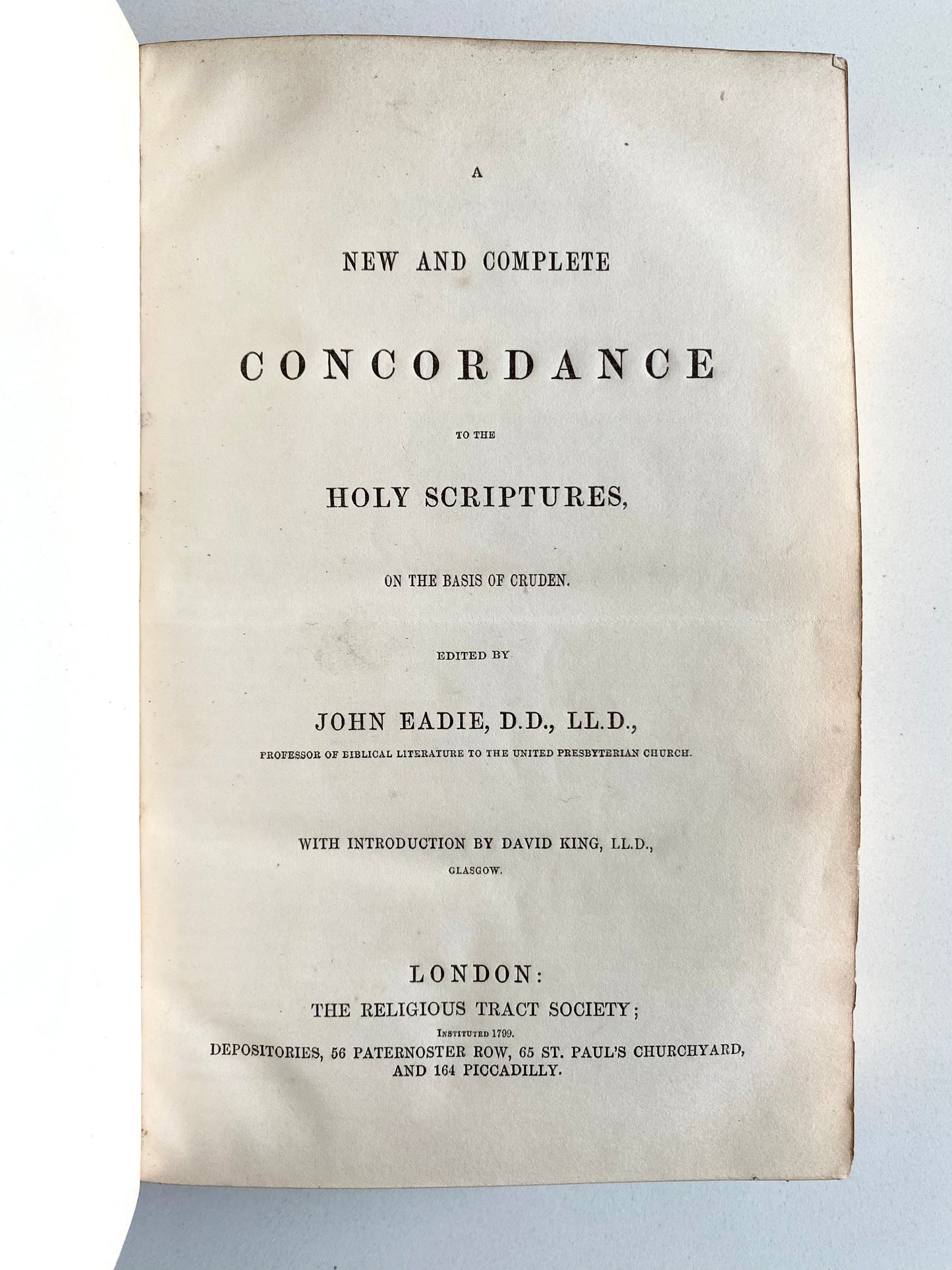 1857 JOHN EADIE. New and Complete Concordance of Scripture - Fine Morocco Binding