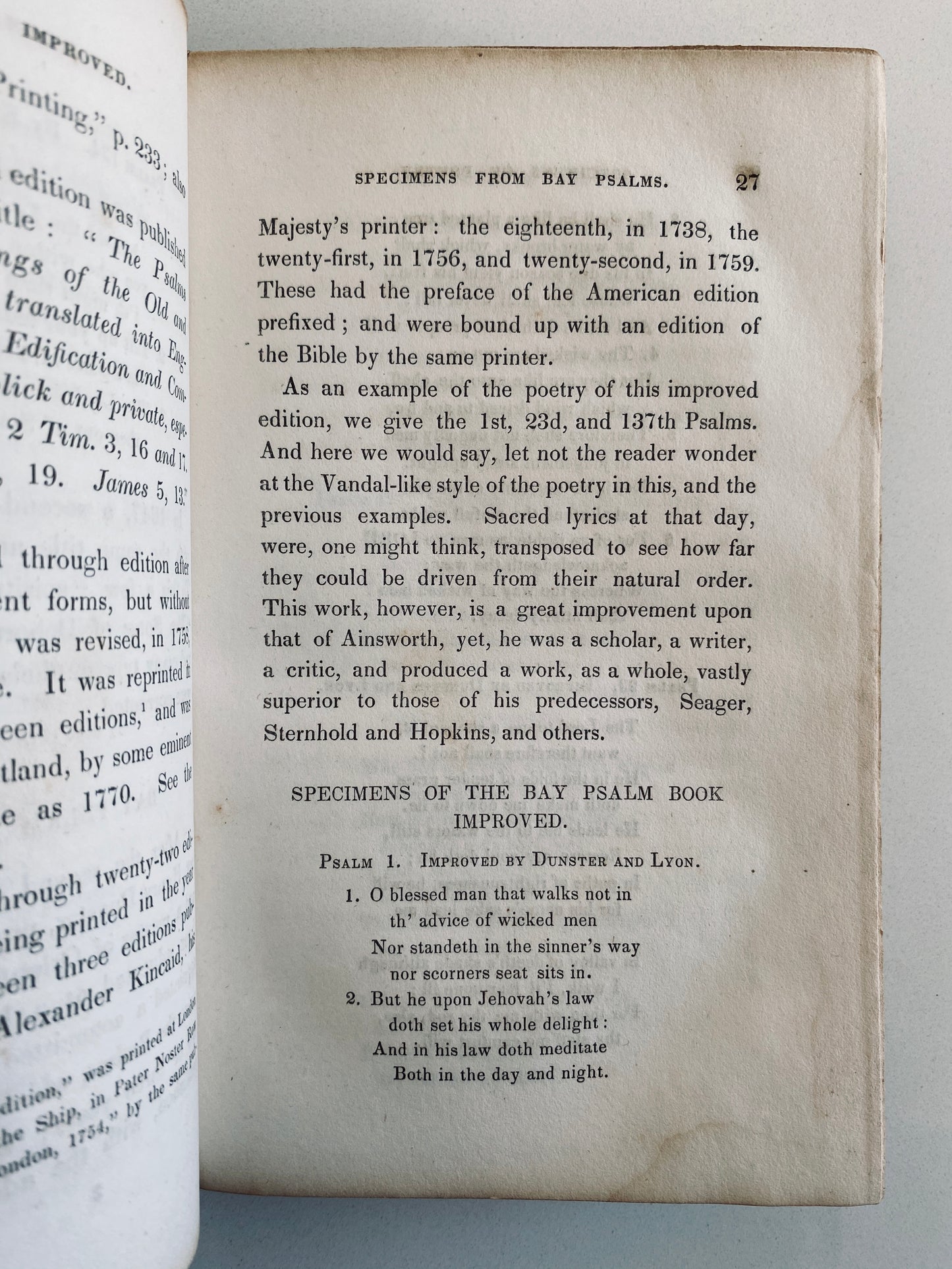 1846 BAY PSALM BOOK &c. History of Music Reformers and Psalmists in New England. RARE!