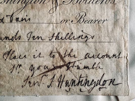 1789 SELINA, COUNTESS OF HUNTINGDON. Wonderful Signed Check by Financier of the Great Awakening!