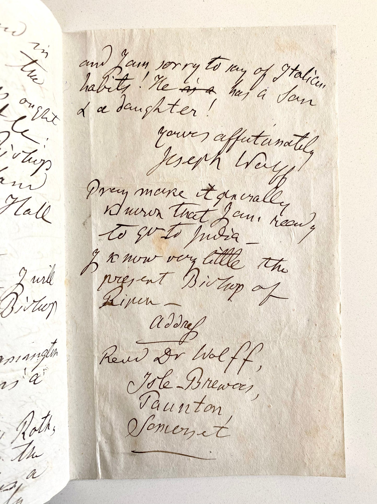 1857 JOSEPH WOLFF. 15pp Manuscript Letter Rebuking England for Its Treatment of Missionaries!