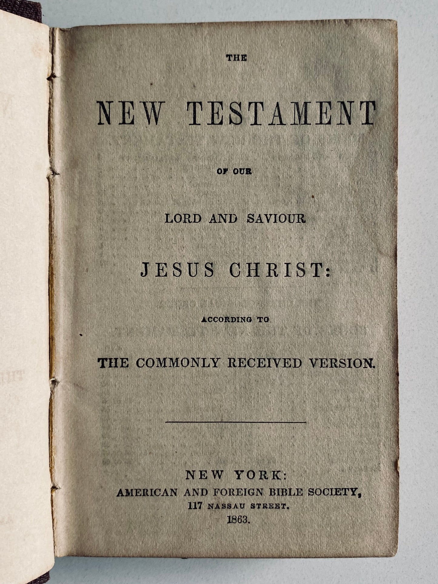 1863 CIVIL WAR BIBLE. Pocket Bible Presented to S. Buell with Beautiful AFBS Presentation Label