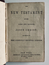 Load image into Gallery viewer, 1863 CIVIL WAR BIBLE. Pocket Bible Presented to S. Buell with Beautiful AFBS Presentation Label