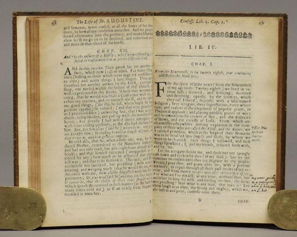 1660 AUGUSTINE. First Edition of His Life and New Translation of The Confessions. Rare!