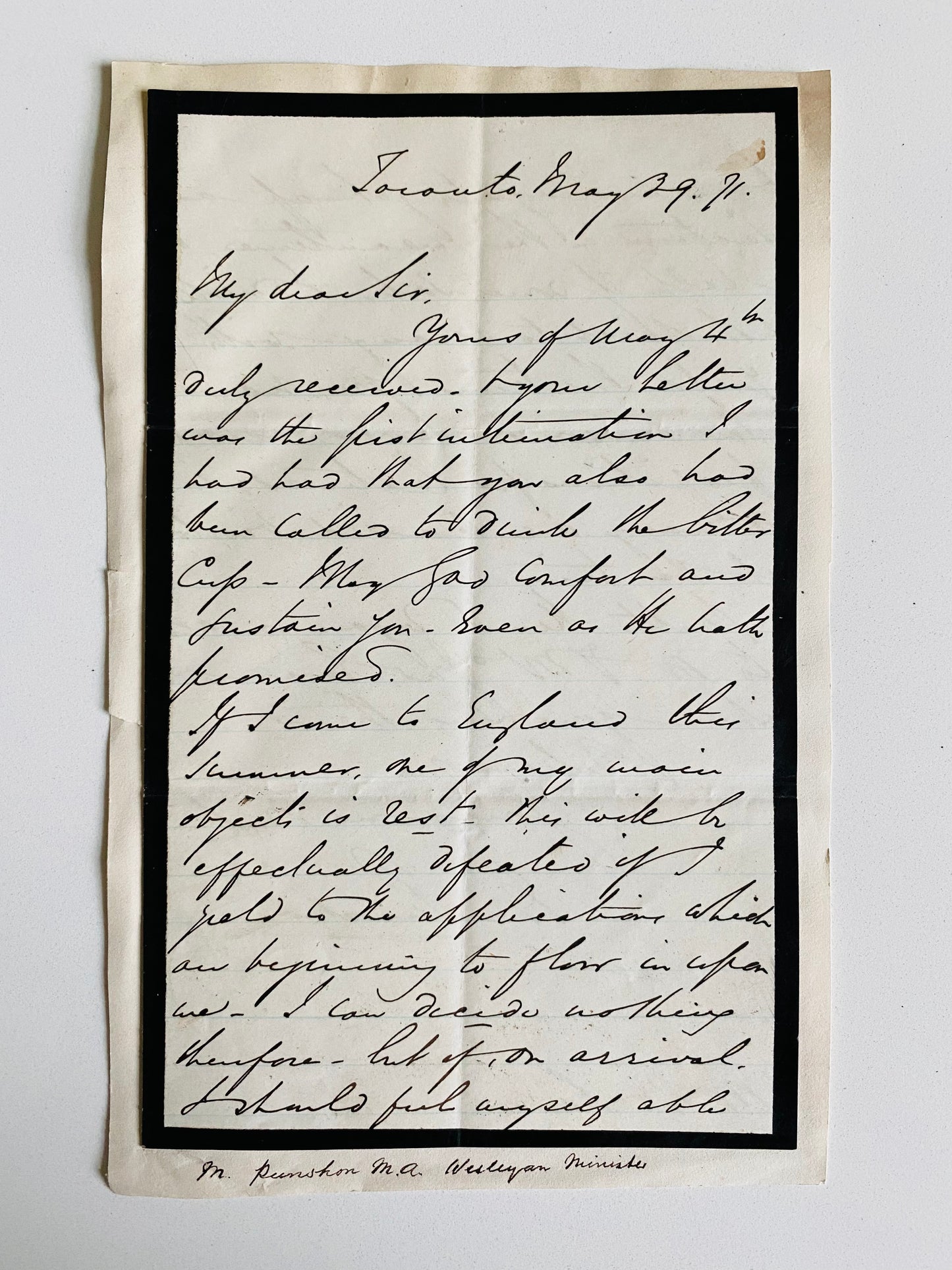 1854-1858 WESLEYAN. Group of 5 Letters by Prominent Wesleyan Divines. Peter Mackenzie, Wm. Morley Punshon, &c.