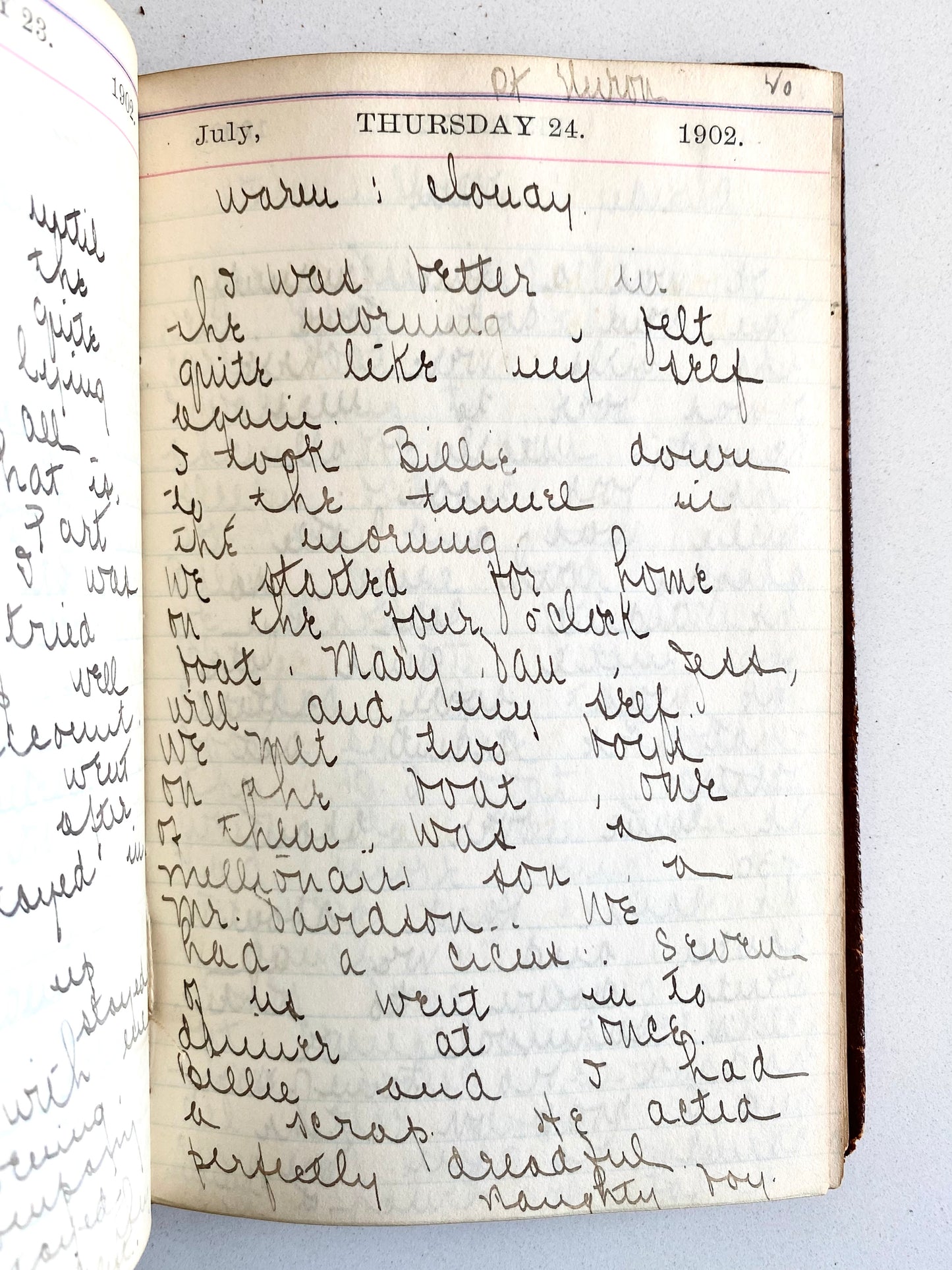 1896-1909. 13 FULL DETROIT DIARIES. Theatre, Belle Isle, Fires, Firemen, Depression, Love, etc.