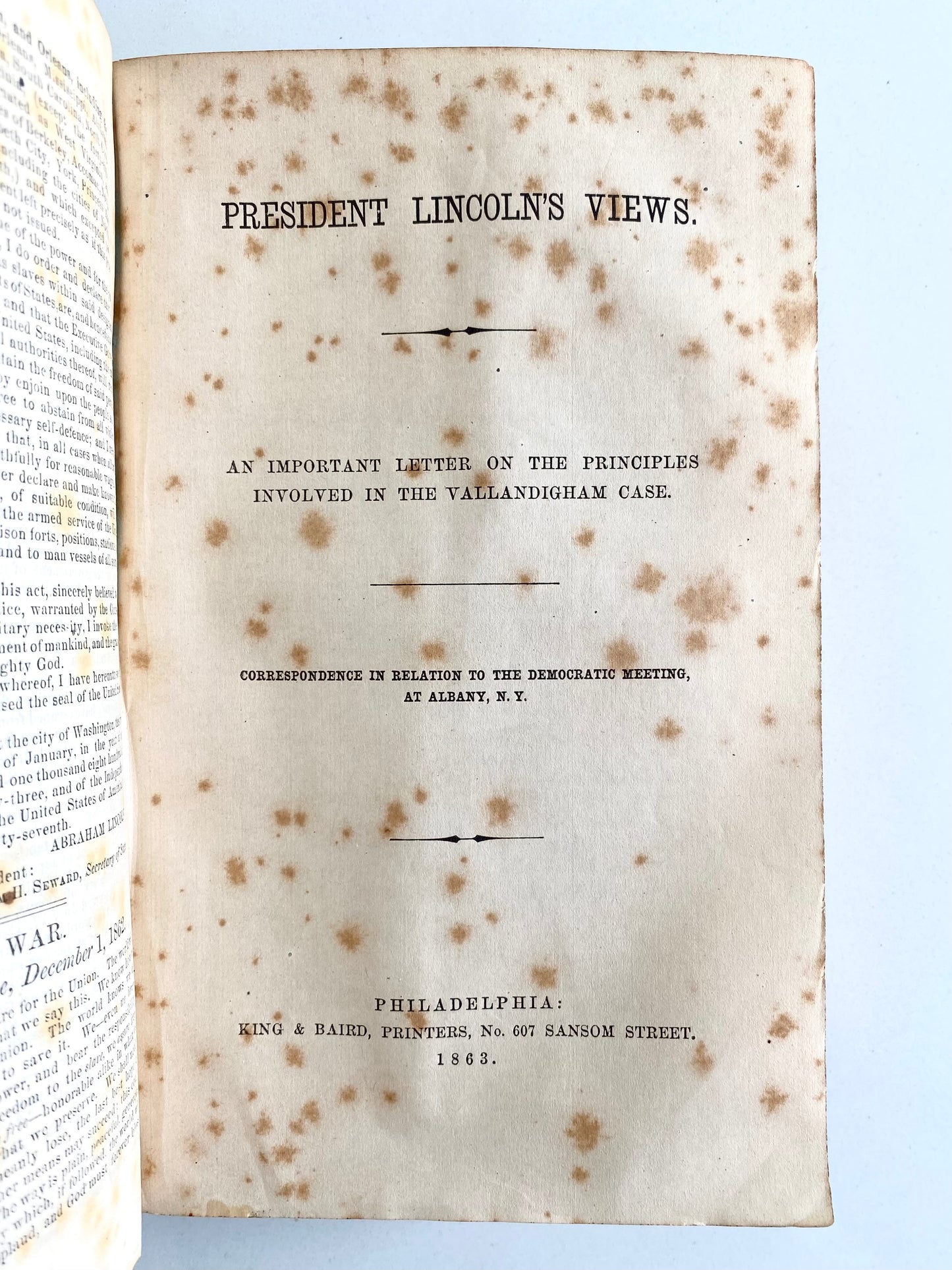 1796-1866 ABRAHAM LINCOLN, SLAVERY, AND CIVIL WAR. Important Sammelband of 71 Works!