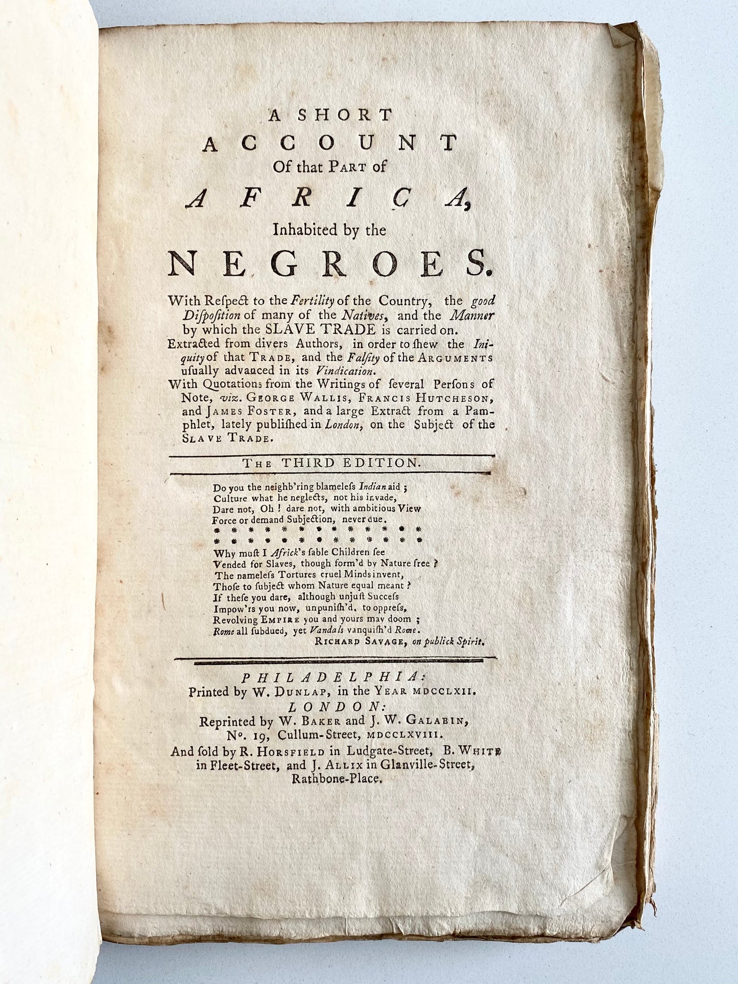 1768 ANTHONY BENEZET. Account of Slavery in New York during 1720's - Influenced Thomas Clarkson & William Wilberforce!