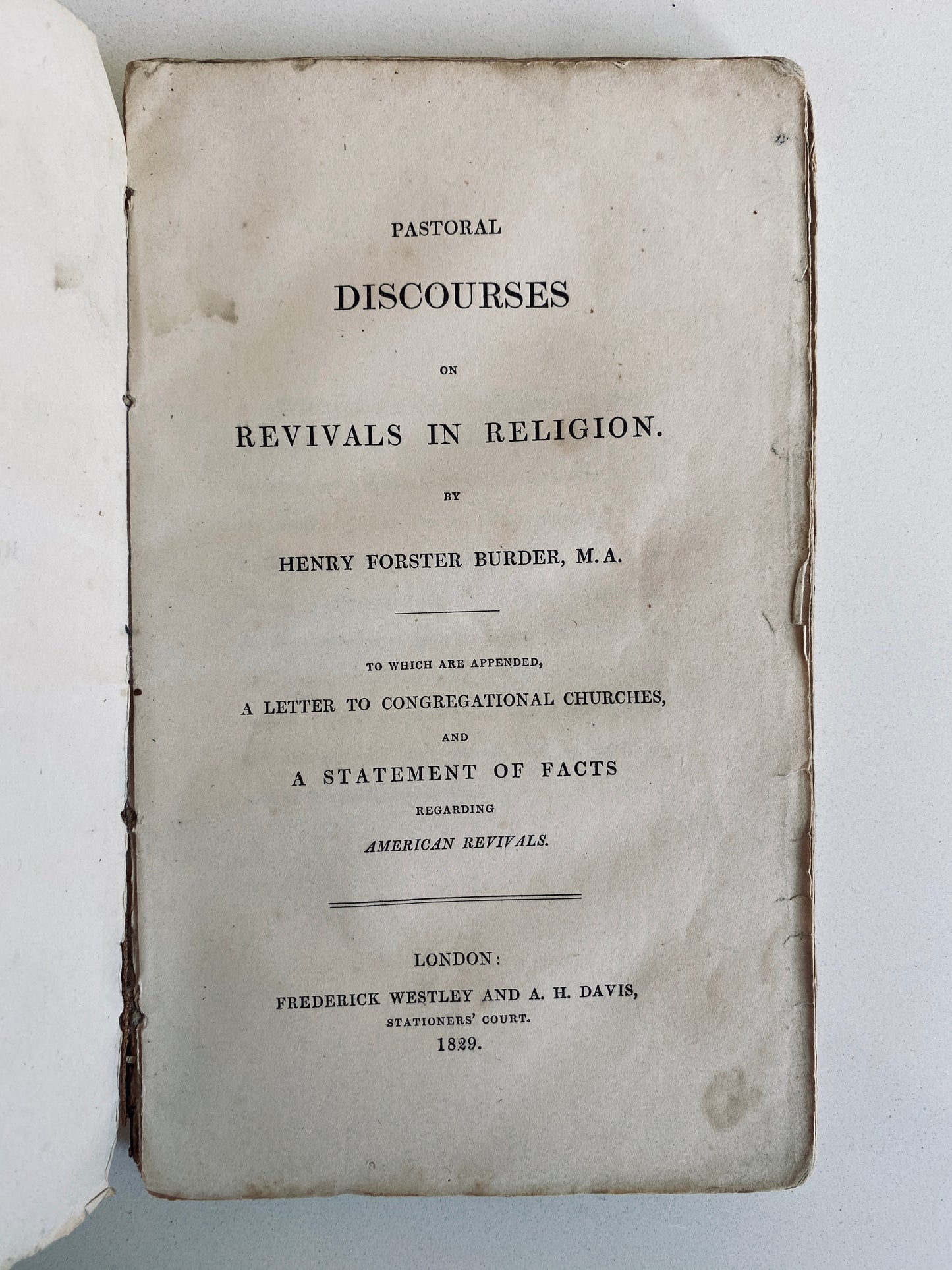 1829 HENRY F BURDER. Discourses on American Revivalism, Enthusiasm, Revival in Wales. RARE