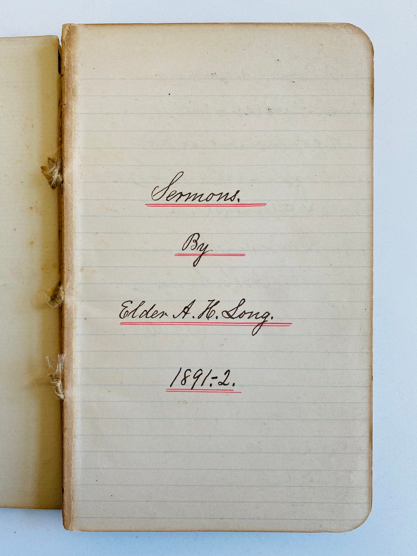 1892 ELDER A. H. LONG. 195pp Unpublished Manuscript of Winebrennerian Church of God Sermons.