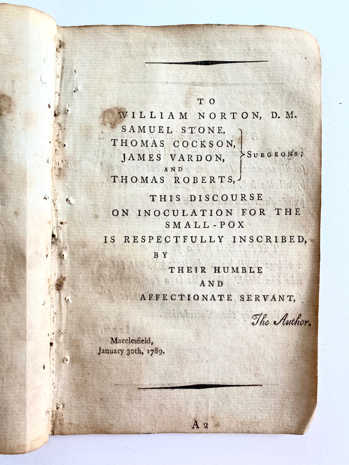 1789 DAVID SIMPSON. The Christian Duty of being Inoculated for Small-Pox. Very Rare!