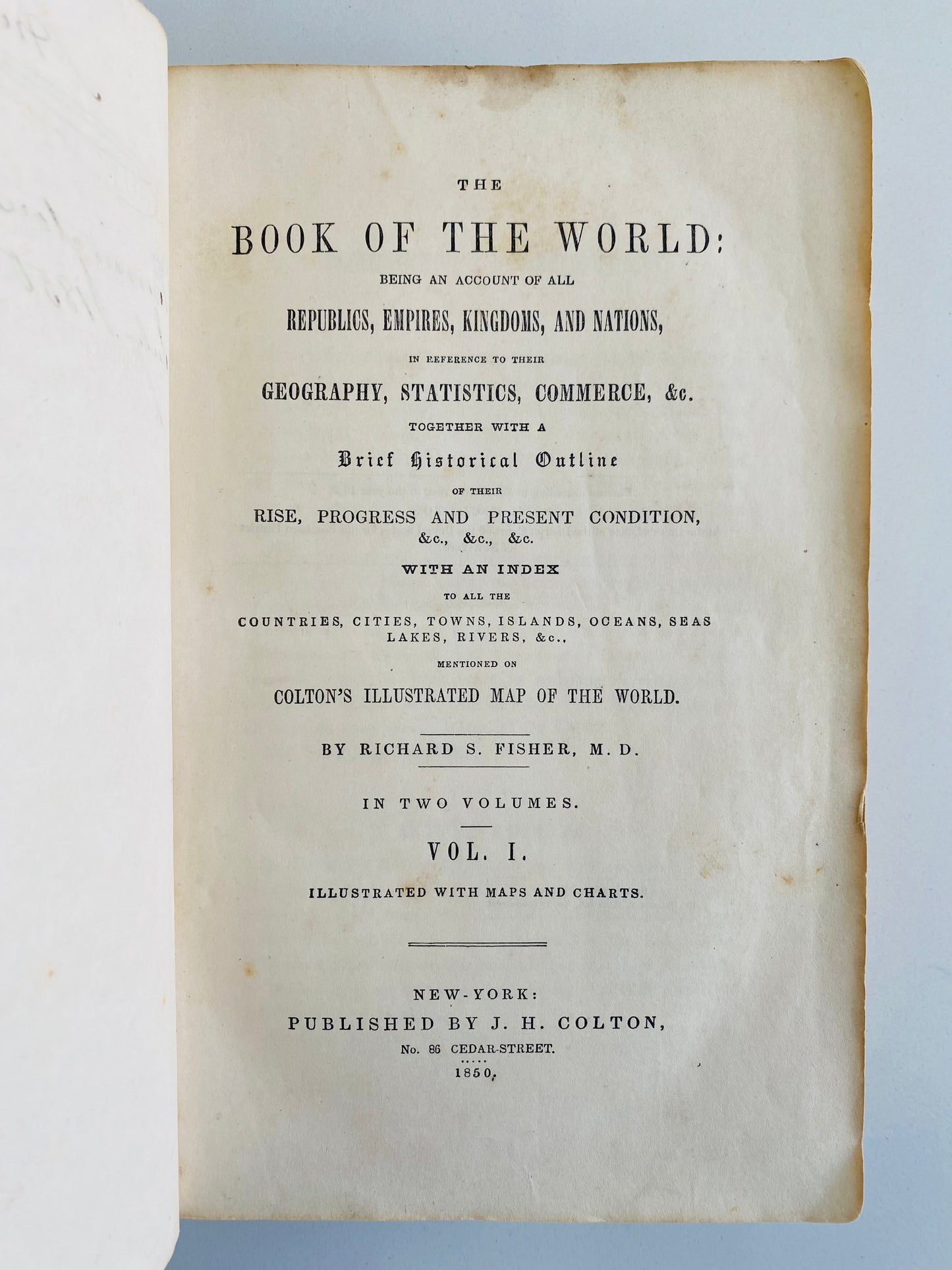 1850 ANSON JONES. History of Texas Owned by Last President of Texas + Handwritten Marginalia!