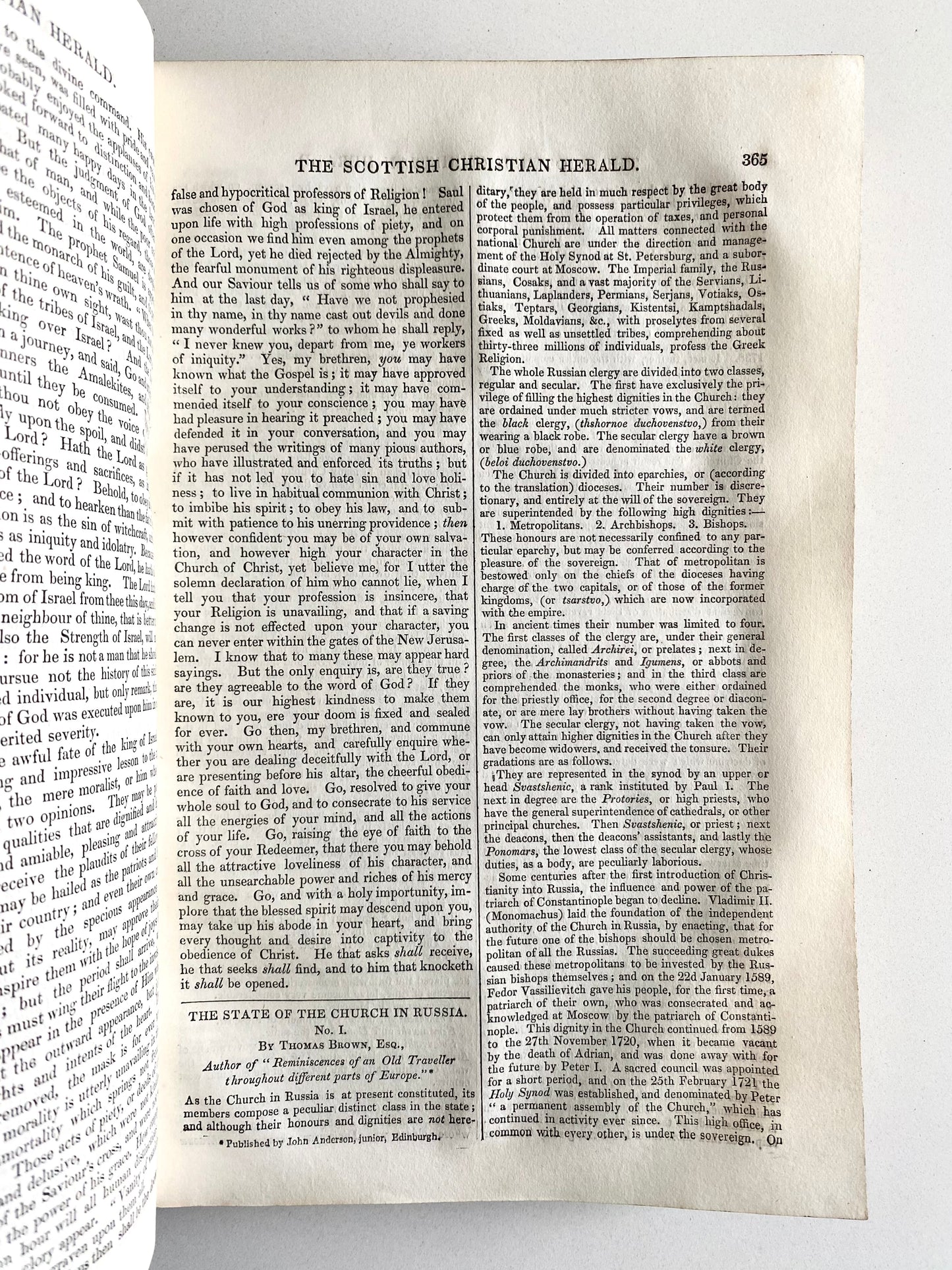 1836 - 1839 SCOTTISH CHRISTIAN HERALD. M'Cheyne, Covenanters, Horatius Bonar, Revivals, &c.