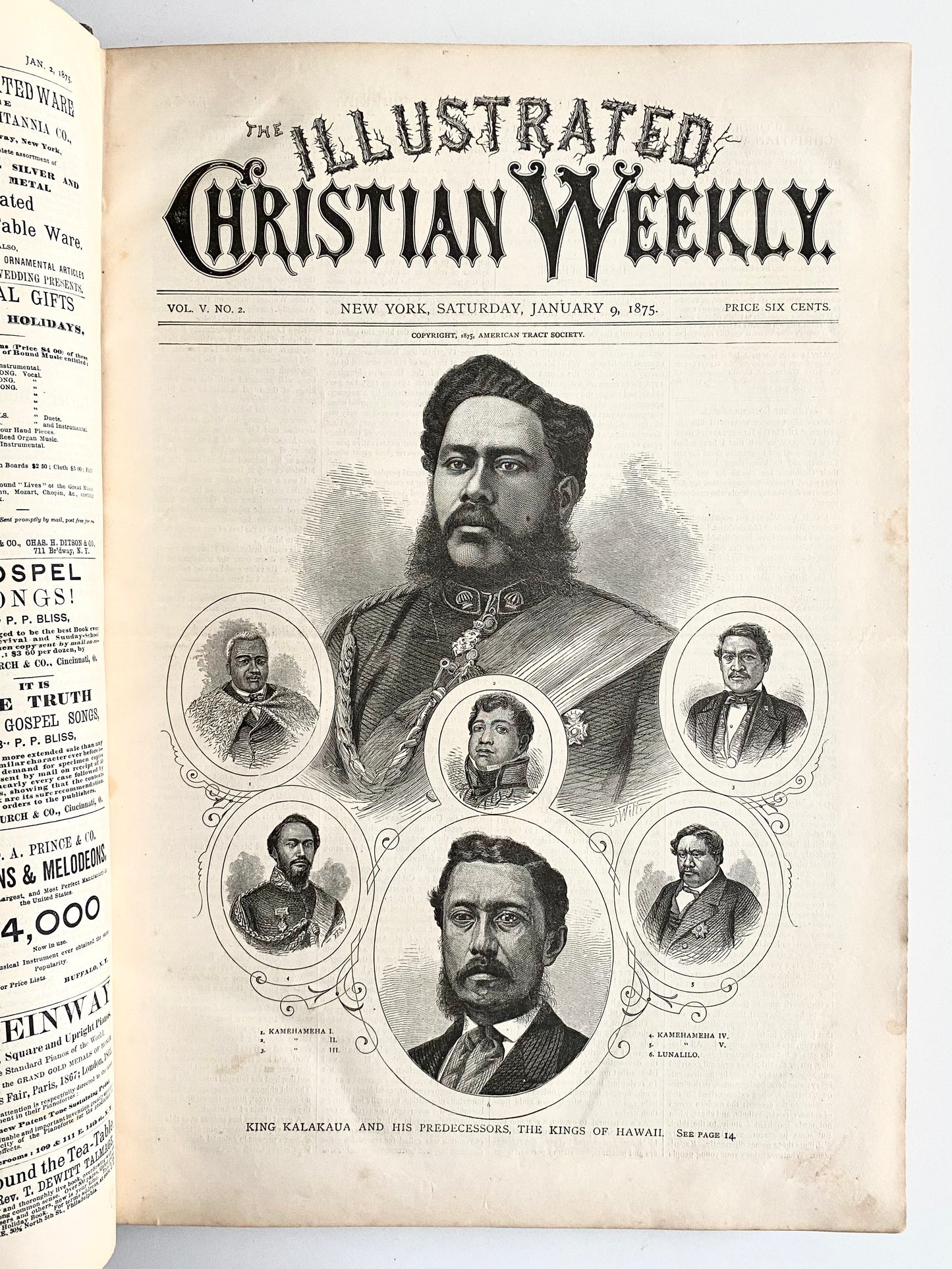 1875 ILLUSTRATED CHRISTIAN WEEKLY. D. L. Moody & Sankey Revivals, Haystack Prayer Revival, 12 x 16 Inch Folio Engravings!