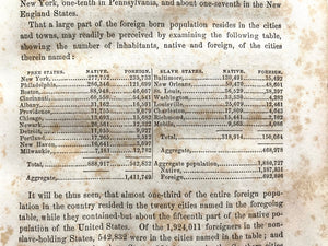 1856 REPUBLICAN ANTI-IMMIGRATION. Rare Work on Dangers of Immigration that Feels "Familiar."