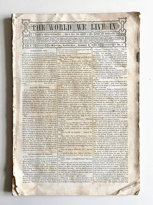 1844 WORLD WE LIVE IN MAGAZINE. Slavery, Slavers Murdered, Henry Wadsworth Longfellow 1st Ed, 1776, etc.