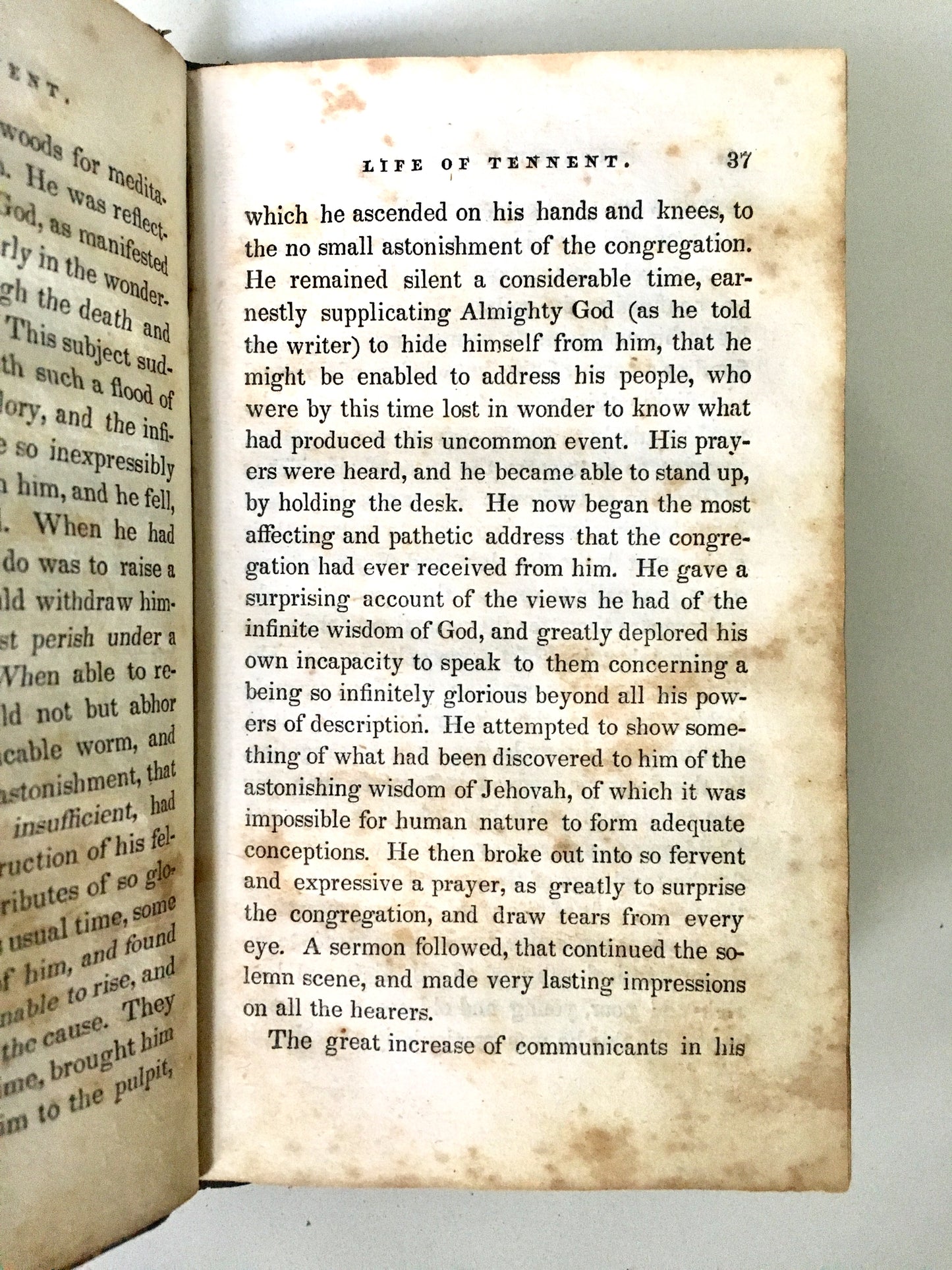 1833 WILLIAM TENNENT. Life of William Tennent, Log College, and Great Awakening Preaching